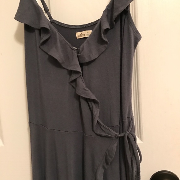 wrap up grayish blue ruffled dress - Picture 3 of 5